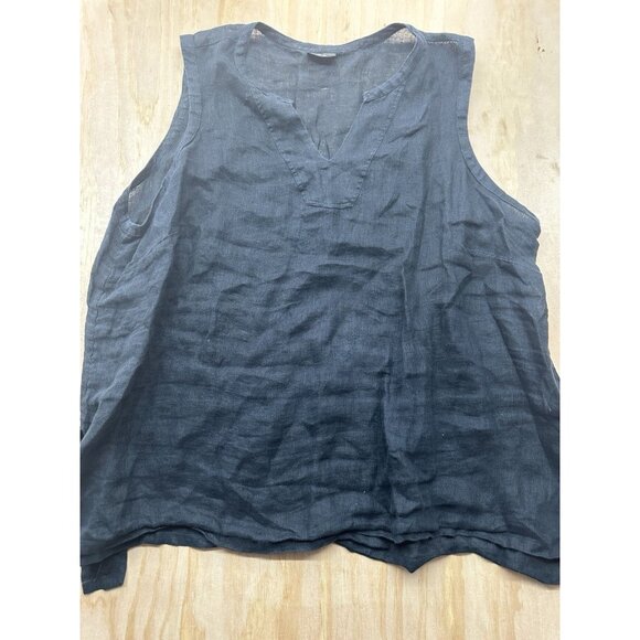 Adrienne Vittadini Linen top Tank Blue Plus 1x Sheer - Picture 1 of 7